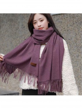 Premium Cashmere Feeling Solid Color Scarf W/ Tassels